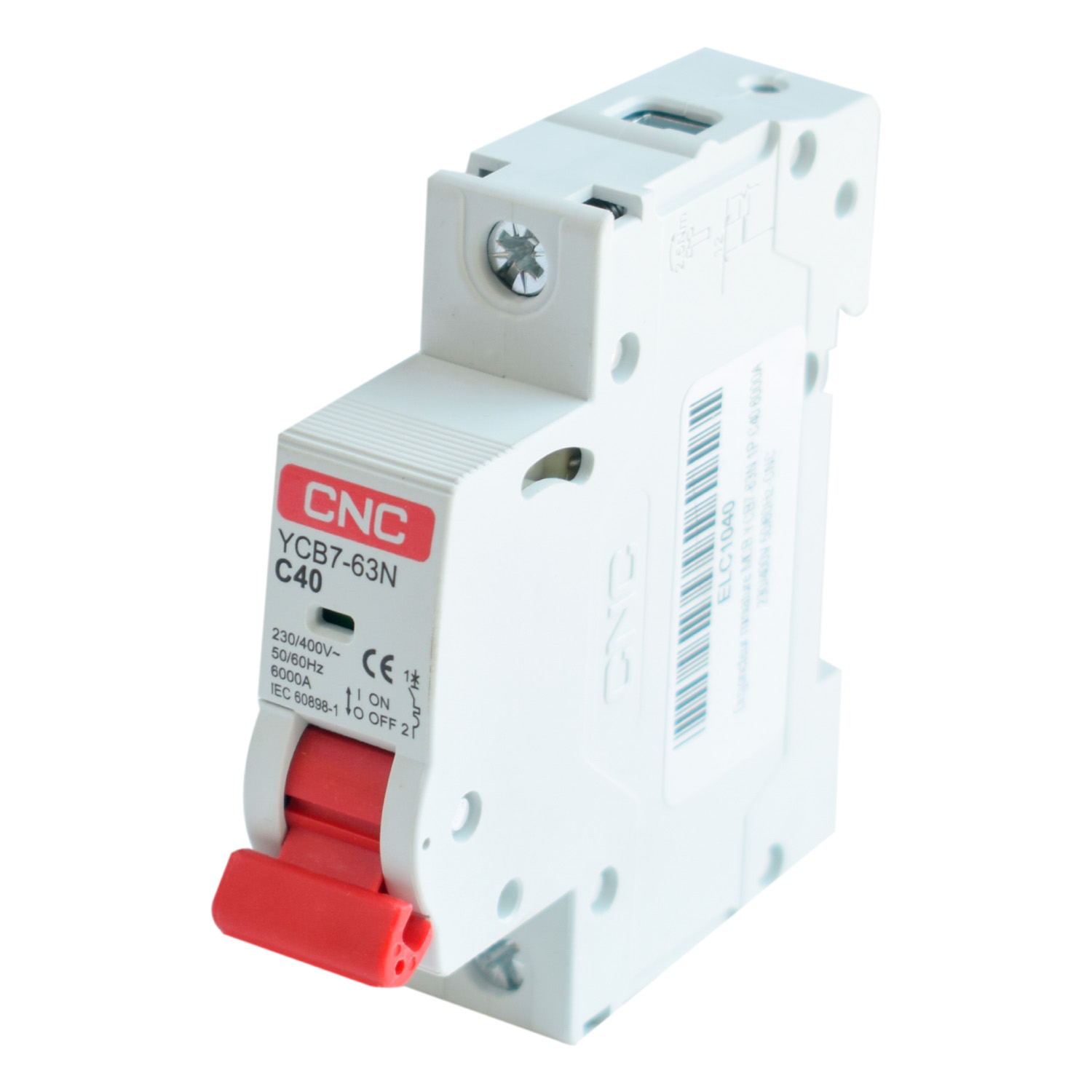 Miniature Circuit Breaker YCB7-63N – 1P – C40 – 6kA – 230/400V – CNC Electric - Image 2