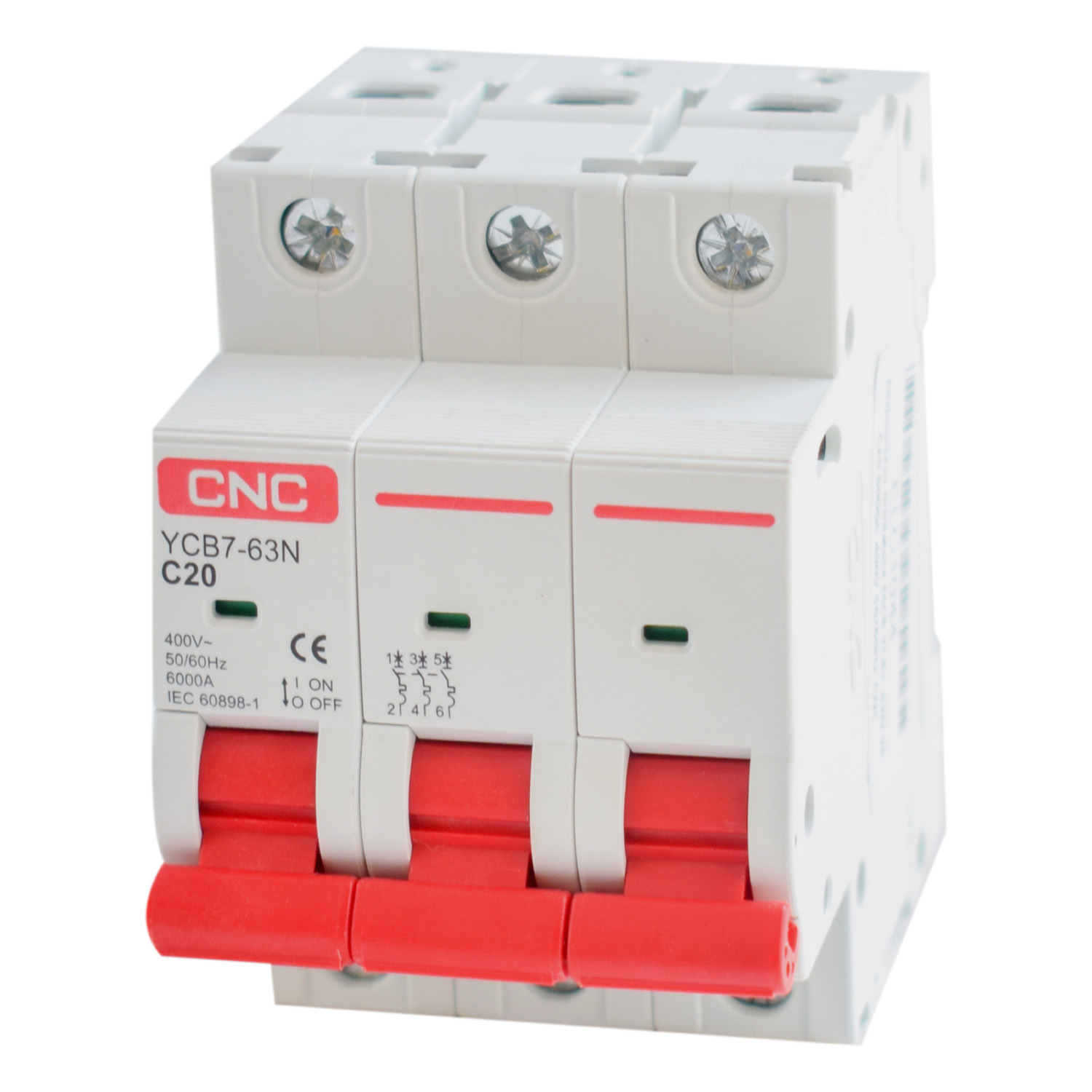 Miniature Circuit Breaker YCB7-63N – 3P – C20 – 6kA – 400V – CNC Electric - Image 2