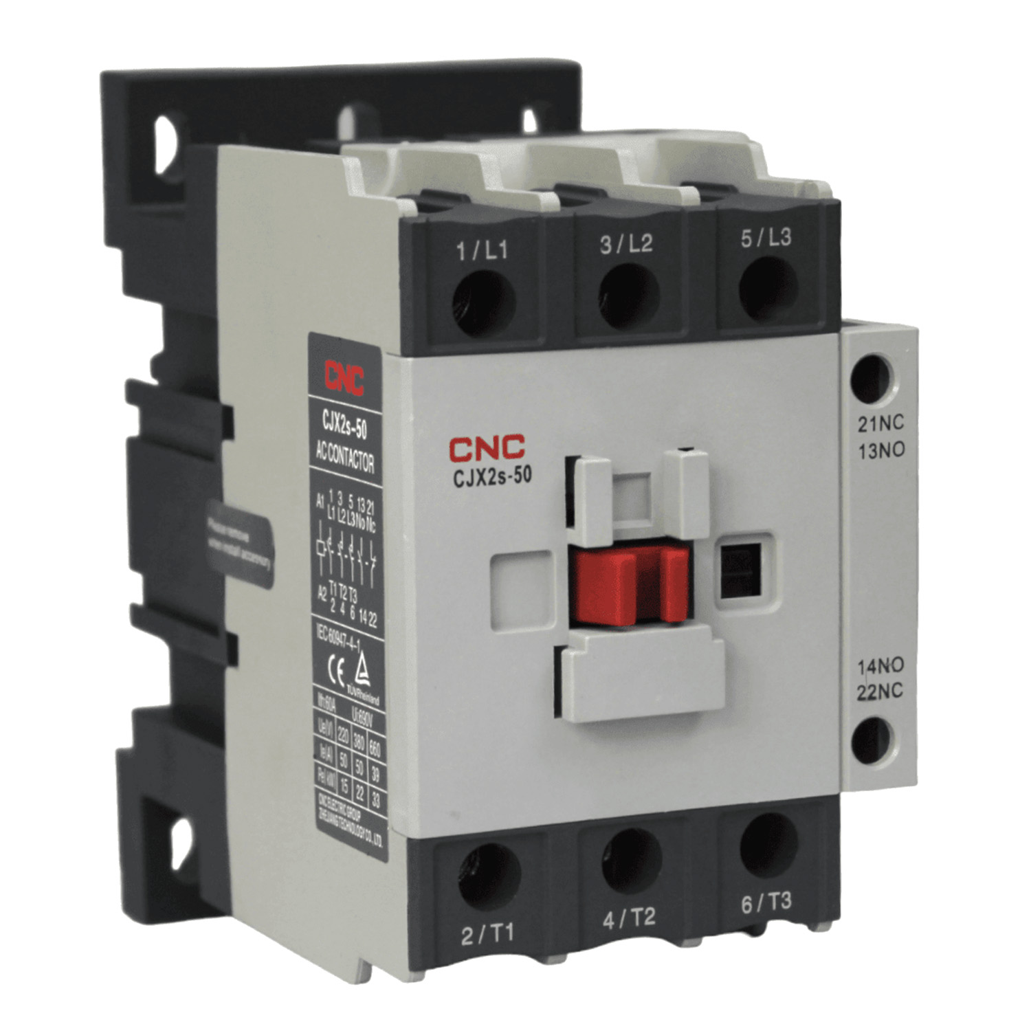 CJX2s-18 AC Contactor – 18A – 380V – 3P – 1NO+1NC – 50/60Hz – CNC Electric - Image 2