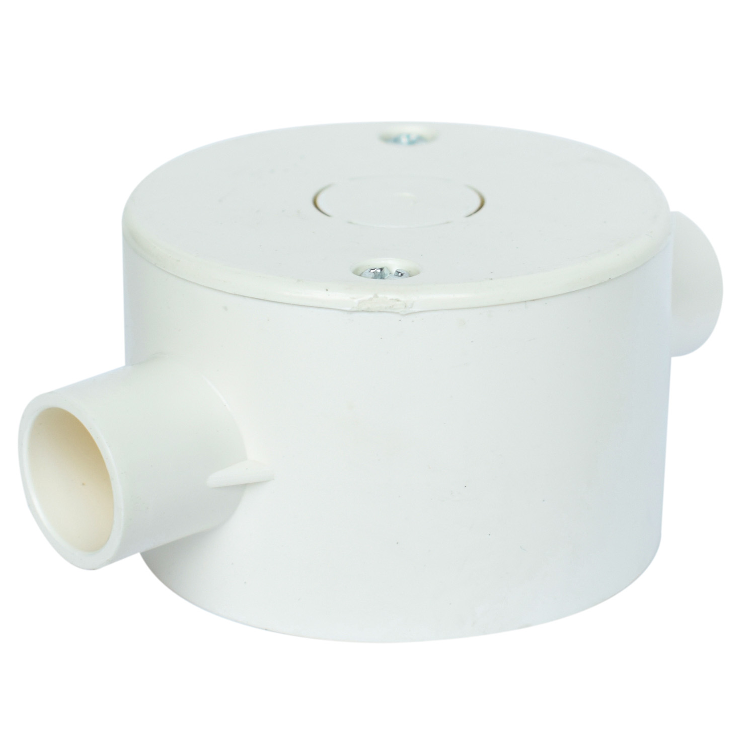 Round Junction Box with Cover – 2-Way – 65×40mm – Ø16mm Conduit Entry - Image 2