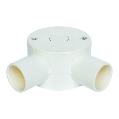 Curved Round Junction Box with Cover – 2-Way – 65×40mm – Ø25mm Conduit Entry