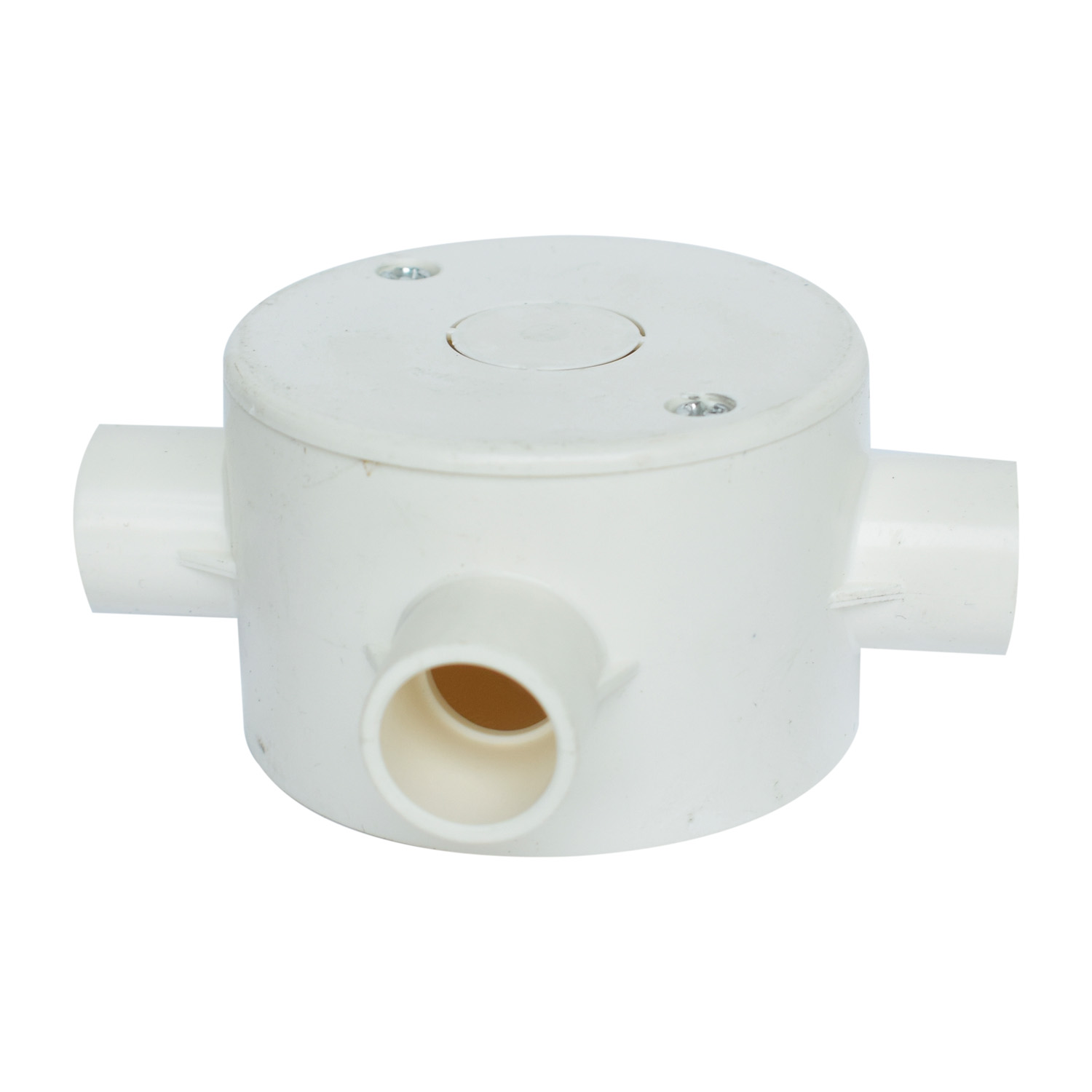 Round Junction Box with Cover – 3-Way – 65×40mm – Ø16mm Conduit Entry - Image 2