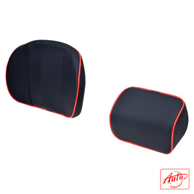 Car Neck & Lumbar Support Pillow Set – Memory Foam, Breathable Mesh, Black-Red