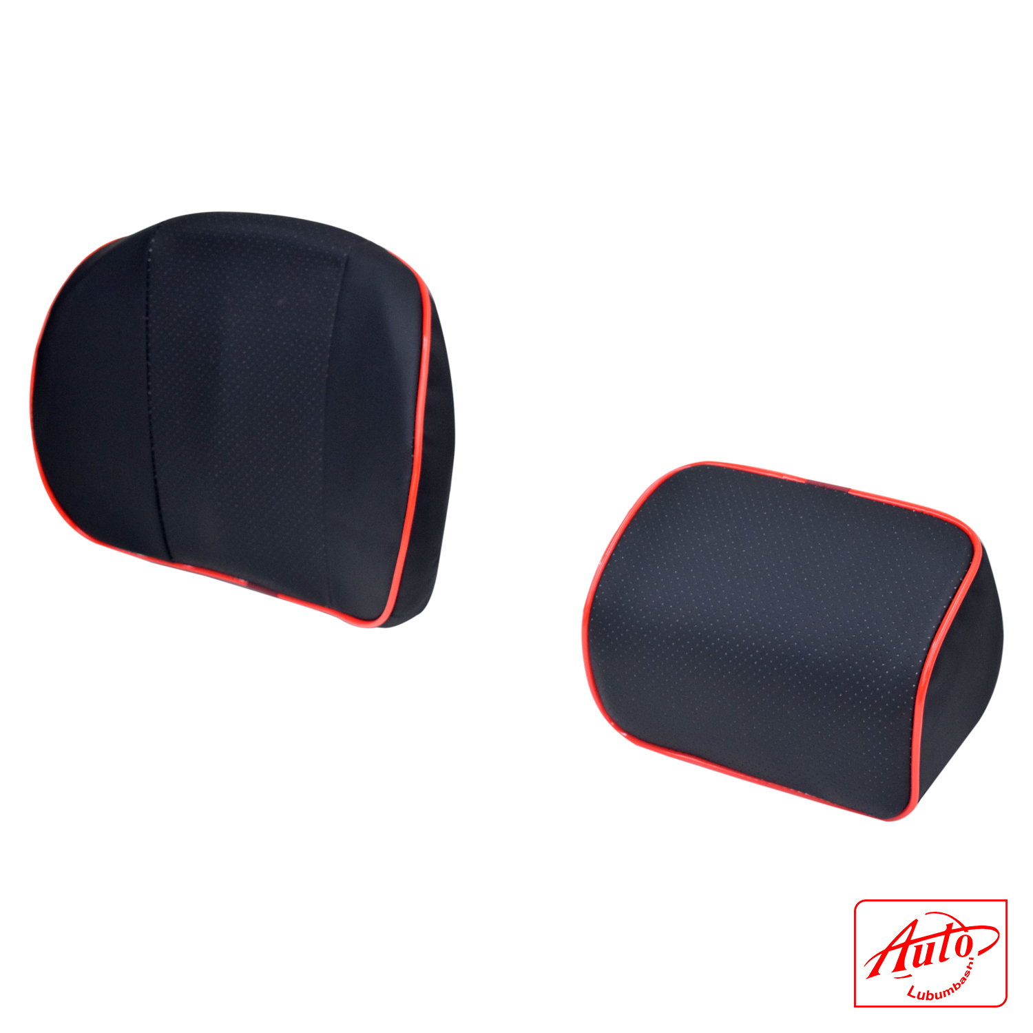 Car Neck & Lumbar Support Pillow Set – Memory Foam, Breathable Mesh, Black-Red - Image 2