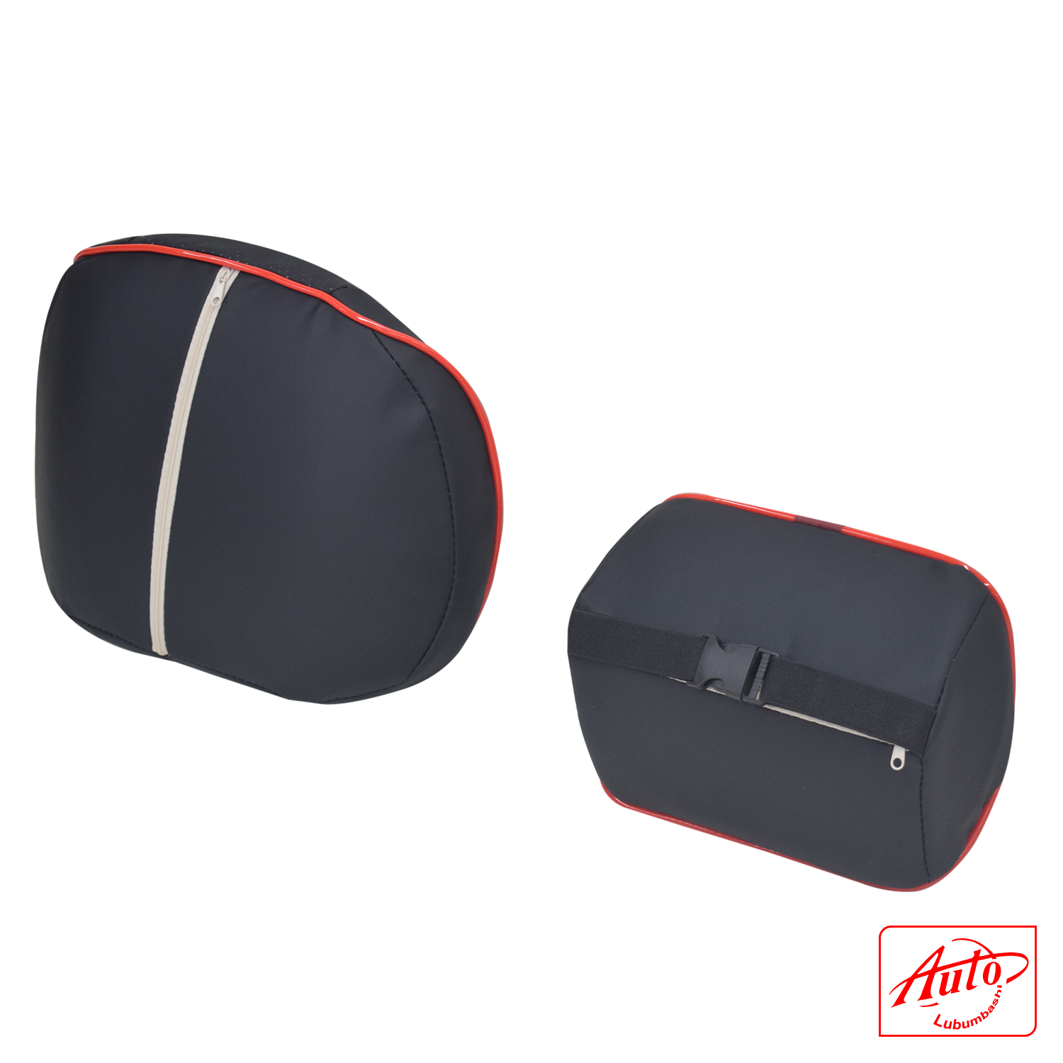 Car Neck & Lumbar Support Pillow Set – Memory Foam, Breathable Mesh, Black-Red - Image 3