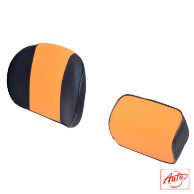 Car Neck & Lumbar Support Pillow Set – Memory Foam, Breathable Mesh, Black-Orange