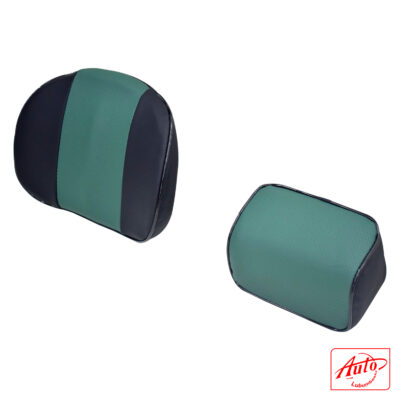 Car Neck & Lumbar Support Pillow Set – Memory Foam, Breathable Mesh, Black - Green