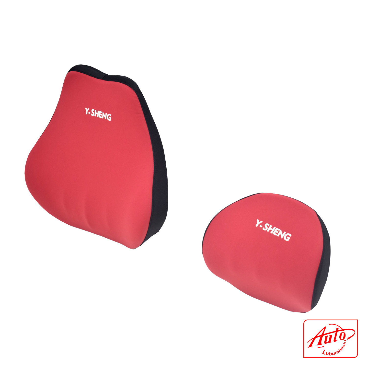 Duramax High-Density Memory Foam Car Spine Backrest & Neck Cushion Set – Red - Image 2
