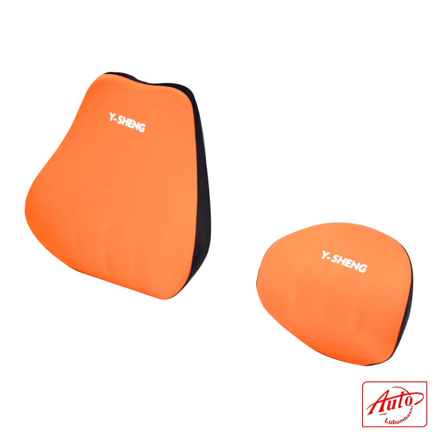 Duramax High-Density Memory Foam Car Spine Backrest & Neck Cushion Set – Orange - Image 2