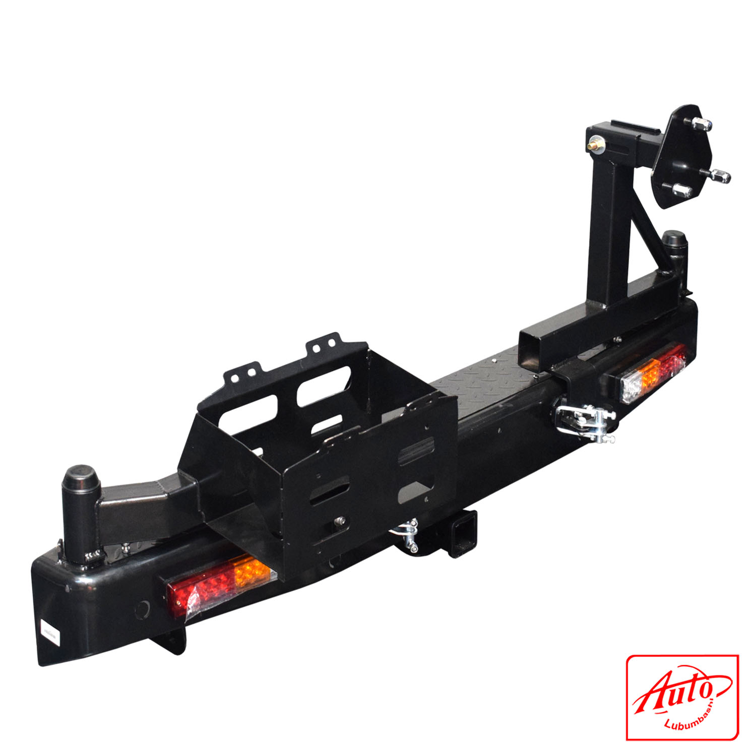 Deluxe Rear Steel Bull Bar – Toyota Hilux Revo 2016–2019 with Jerry Can & Spare Tire Support - Image 2