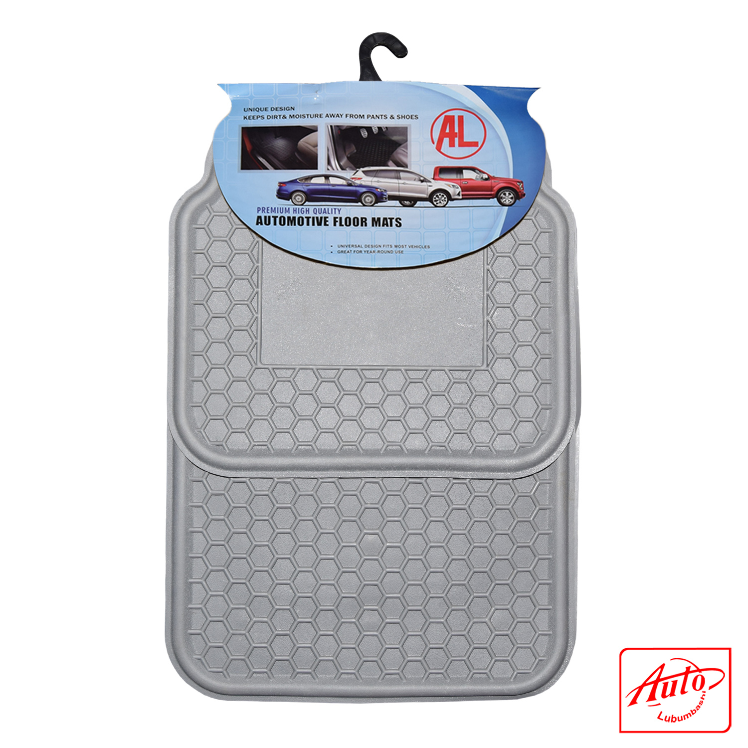 Universal Grey Rubber/PVC Car Floor Mats – 4-Piece Set with Honeycomb Pattern - Image 2
