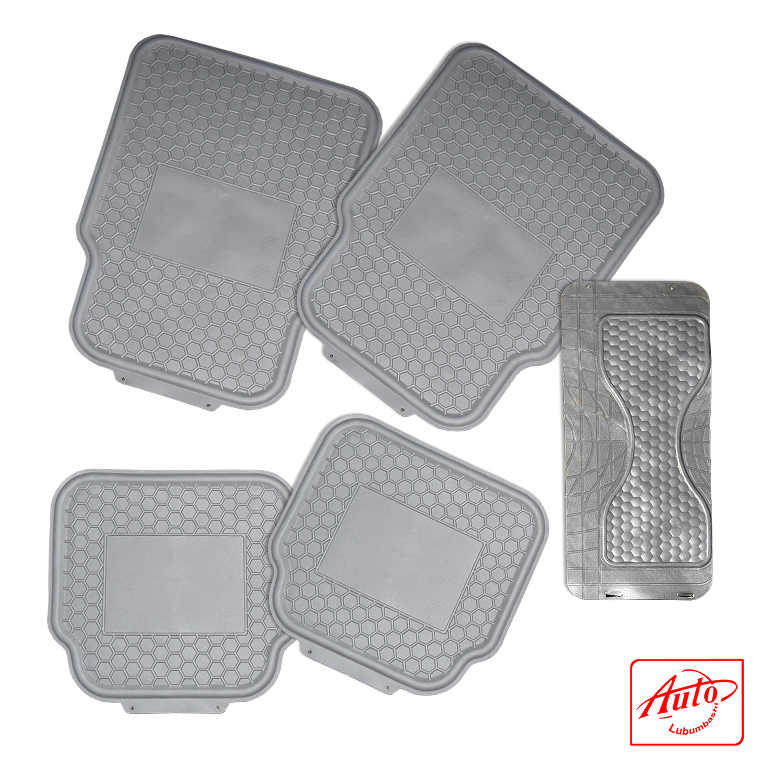 Universal Grey Rubber/PVC Car Floor Mats – 4-Piece Set with Honeycomb Pattern - Image 3