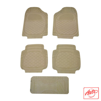 Universal 5-Piece Car Floor Mats – Beige/Tan Heavy-Duty Rubber/TPE