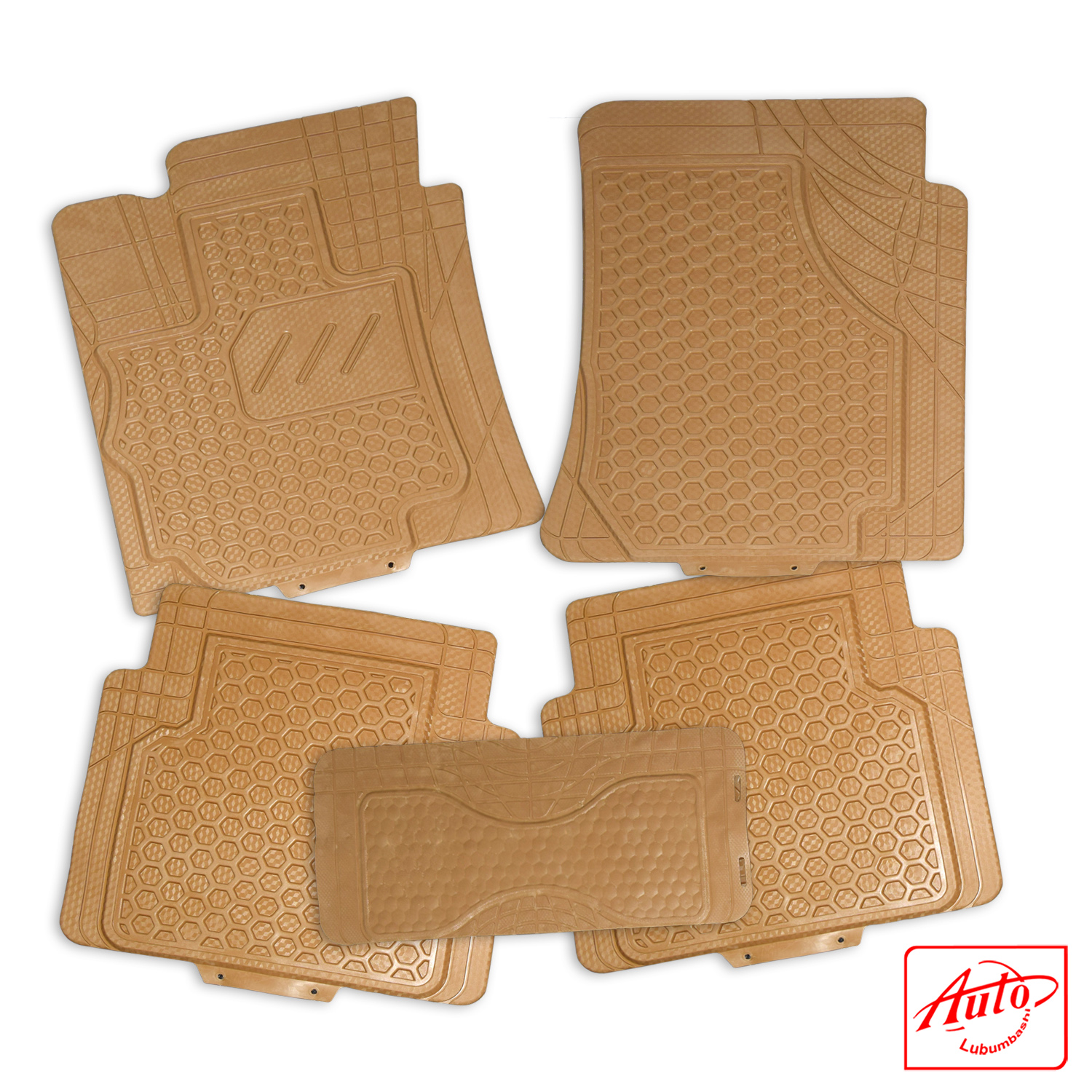 Generic Beige PVC Car Floor Mats – 5-Piece All-Weather Set - Image 2