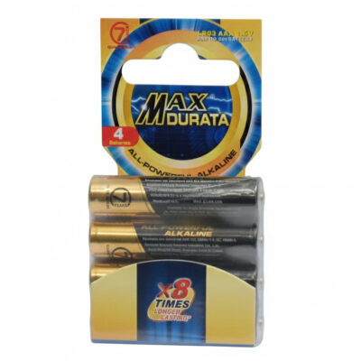 Max Durata All-Power AAA Alkaline Battery – 4-Pack, 1.5 V