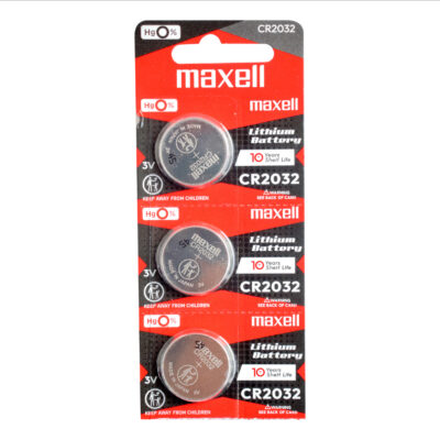 Maxell CR2032 Lithium Coin Cell Batteries – 3-Pack, 3V, Mercury-Free, 10-Year Shelf Life