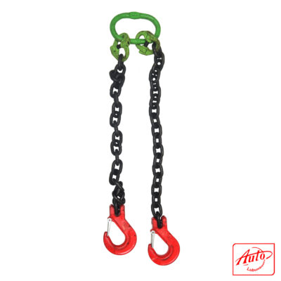 Lifmex Two-Leg Chain Sling – 16 mm × 1 m – Shackled Hooks with Safety Latch