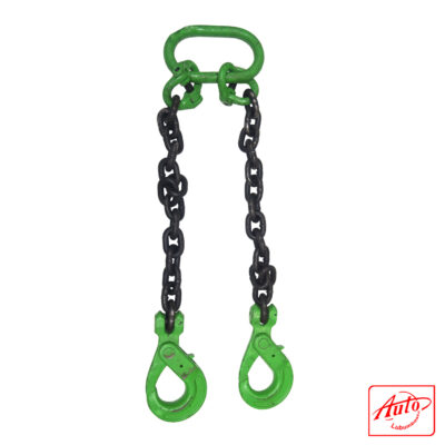 Two-Leg Chain Sling – 22 mm × 1 m – Shackled Hooks with Safety Latch