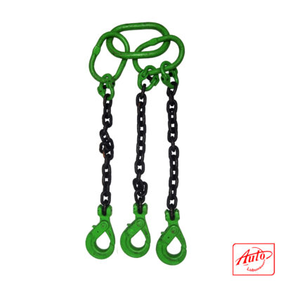 Three-Leg Chain Sling – 22 mm × 1 m – Shackled Hooks with Safety Latch