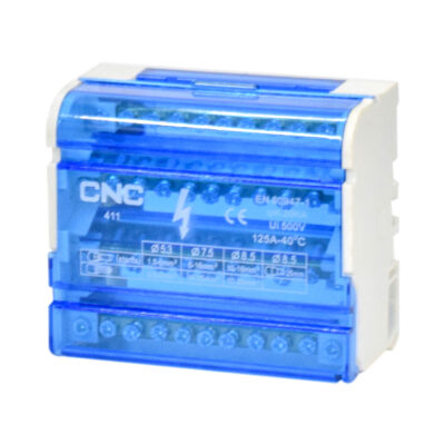 Copper DIN-Rail Mounted Junction Box (Model 411, 125A, 500V)