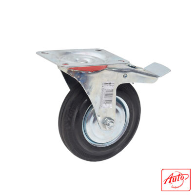 Swivel Caster Wheel with Brake – Black Rubber – Ø 160 mm