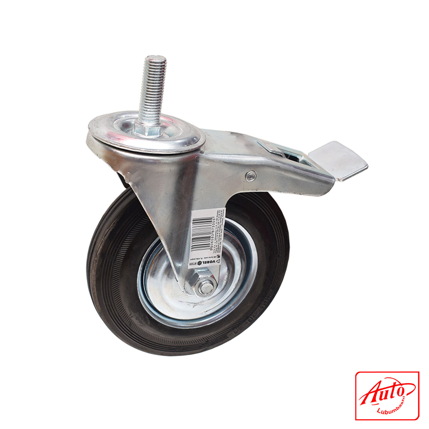 Vorel 87332 Threaded Stem Double Brake Swivel Caster – Black Rubber – Ø 100 mm - Image 2