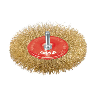 Yato – YT-4757 Circular Brush With Shaft, Crimped Brass Wire (100 Mm, 6 Mm Shank)
