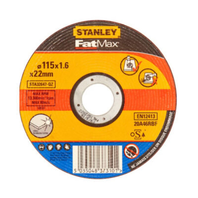STANLEY FATMAX – Thin Flat Metal Cutting Bonded Disc (115 × 22.23 × 1.6 mm)