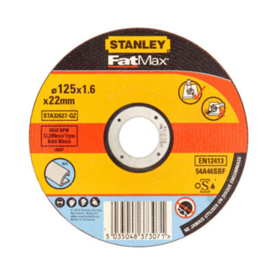 STANLEY FATMAX – Thin Flat Metal Cutting Bonded Disc (125 × 22.23 × 1.6 mm)