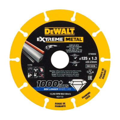 DeWalt – DT40252-QZ Extreme Diamond Disc (125 × 22.23 × 1.3 mm)