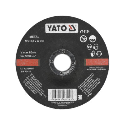 YATO – YT-6124 Metal Grinding Disc (125 × 22 × 6 mm)