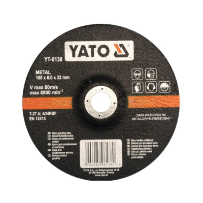 YATO – YT-6138 Metal Grinding Disc (180 × 22 × 6 mm)