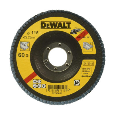 DEWALT – DT3256-QZ Flap Disc (115 mm, 60G Zirconium Oxide, T29)