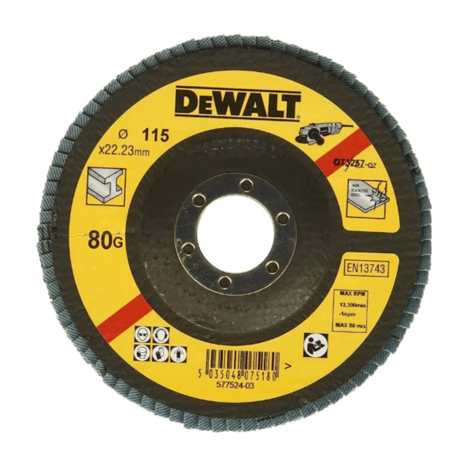 DEWALT – DT3257-QZ Flap Disc (115 mm, 80G Zirconium Oxide, T29) - Image 2
