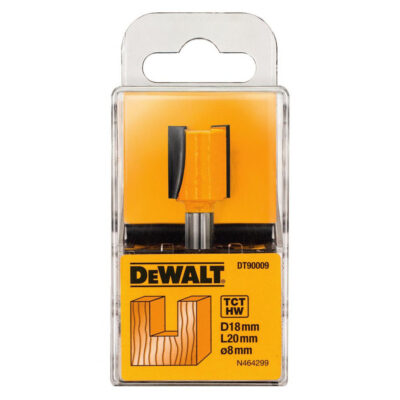 DeWalt – DT90009-QZ TCT Straight Cutter Ø18 mm (8 mm Shank, 20 mm Working Length, 52 mm Total Length)