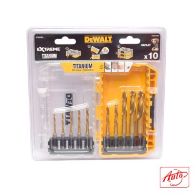 DeWalt DT50050-QZ Titanium 10 Piece Impact Drill Bit Set (Hex Shank, Pilot Point Tip)