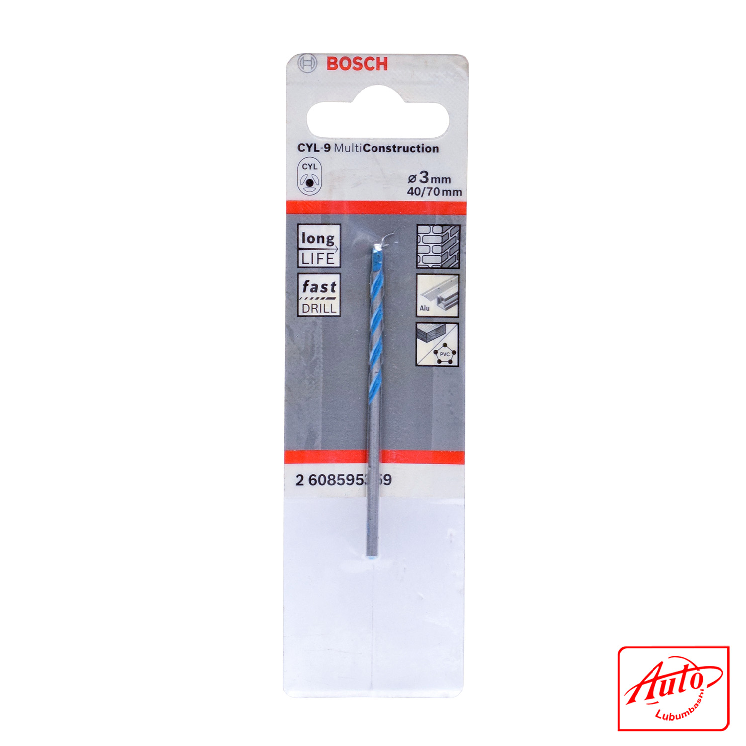 Bosch – EXPERT CYL-9 Multi Construction Drill Bit Ø3 mm (40 mm working, 70 mm total) – Image 2