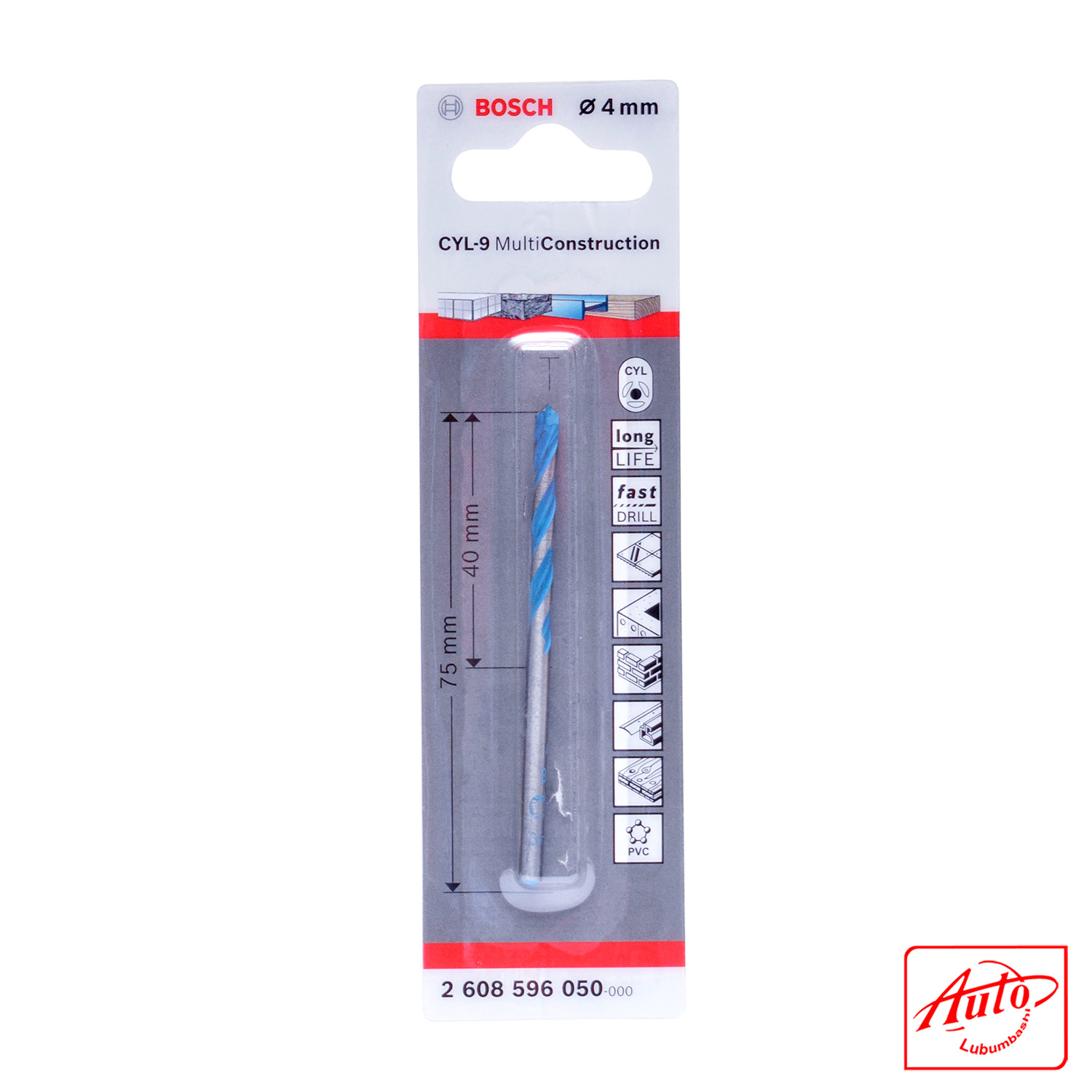 Bosch – EXPERT CYL-9 Multi Construction Drill Bit Ø4 mm (40 mm working Length, 75 mm total) - Image 2