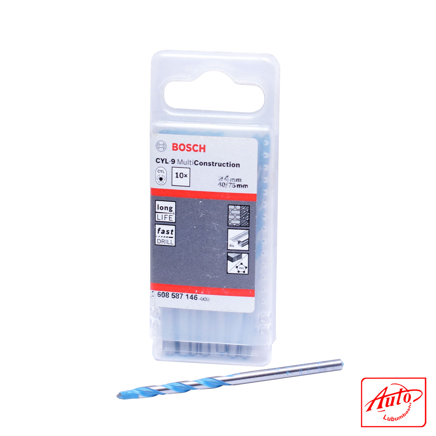 Multi Construction Drill Bit Ø4 mm (40 mm Working Length, 75 mm Total, Pack of 10 pcs) - Image 2