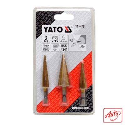 Yato – YT-44731 3PCS Step Drill Set (Ø3–20 mm, HSS 4241, TiN Coated)