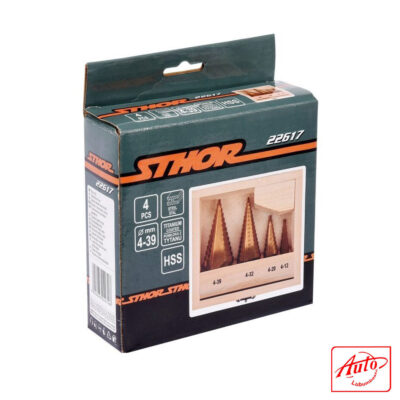 Sthor – 22617 4PCS Step Drill Set (Ø4–39 mm, HSS 4241, TiN Coated)