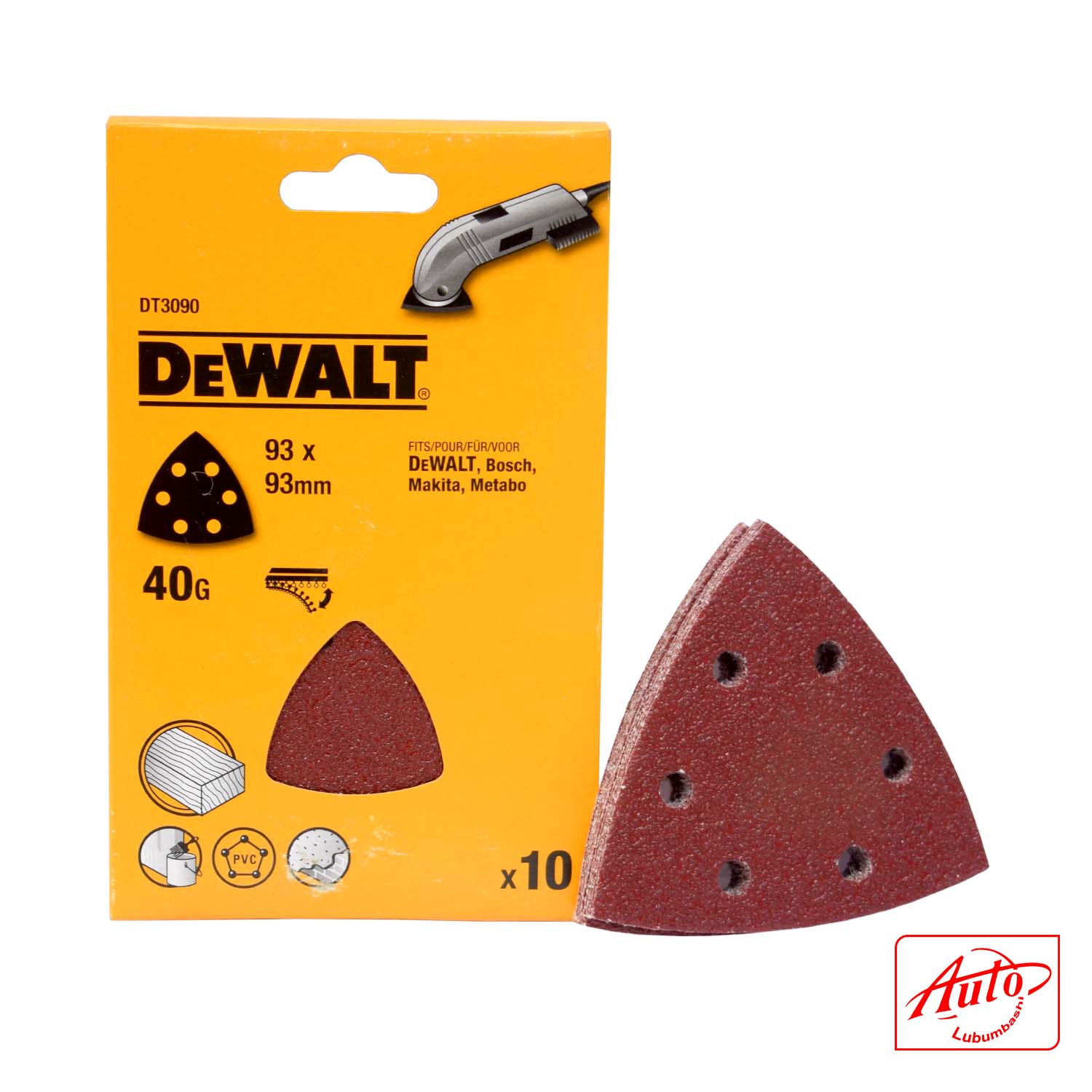 DEWALT – DT3091-QZ Detail Sheet Sandpaper (93 × 93 mm, 60G, 10 Pack) - Image 2