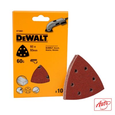 DEWALT – DT3091-QZ Detail Sheet Sandpaper (93 × 93 mm, 60G, 10 Pack)