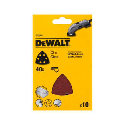 DEWALT – DT3092-QZ Detail Sheet Sandpaper (93 × 93 mm, 80G, 10 Pack)