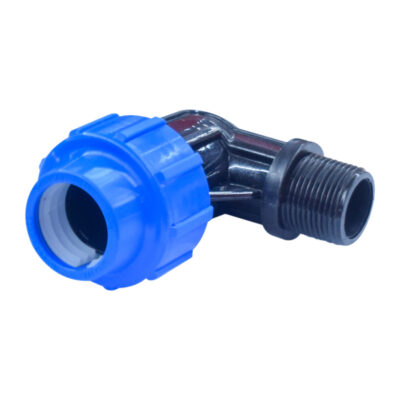 PP Compression Fitting – 90° Male Elbow (25mm × 1/2", PN16)