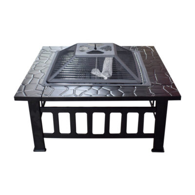 Outdoor Square Fire Pit Table, 32", 3-in-1 Multifunctional (81.3 × 81.3 × 35.6 cm)