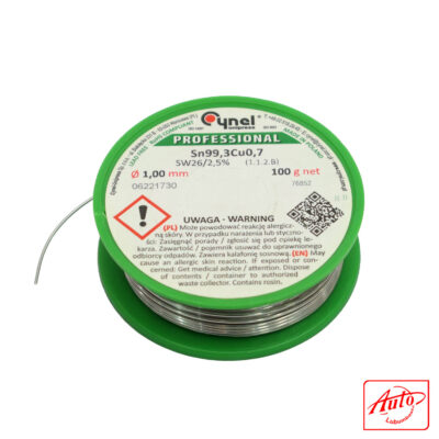 Sn99.3Cu0.7 SW26 Lead-Free Cored Solder Wire (1 mm, 100 g)