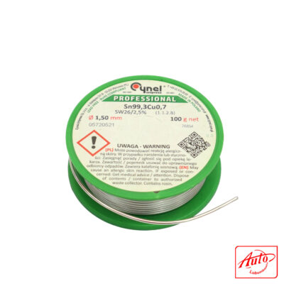 Sn99.3Cu0.7 SW26 Lead-Free Cored Solder Wire (1 mm, 100 g)