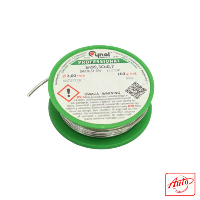 Sn99.3Cu0.7 SW26 Lead-Free Cored Solder Wire (2 mm, 100 g)