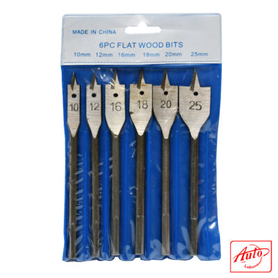 Flat Wood Bit Set (10–25 mm × 6 pcs)